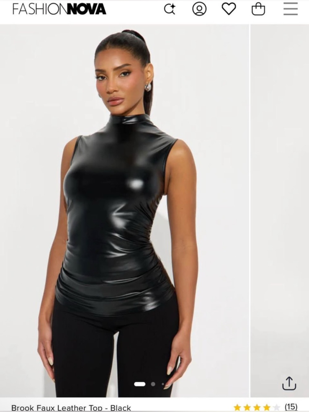 Fashion Nova Brook Faux Leather Mock Neck Top